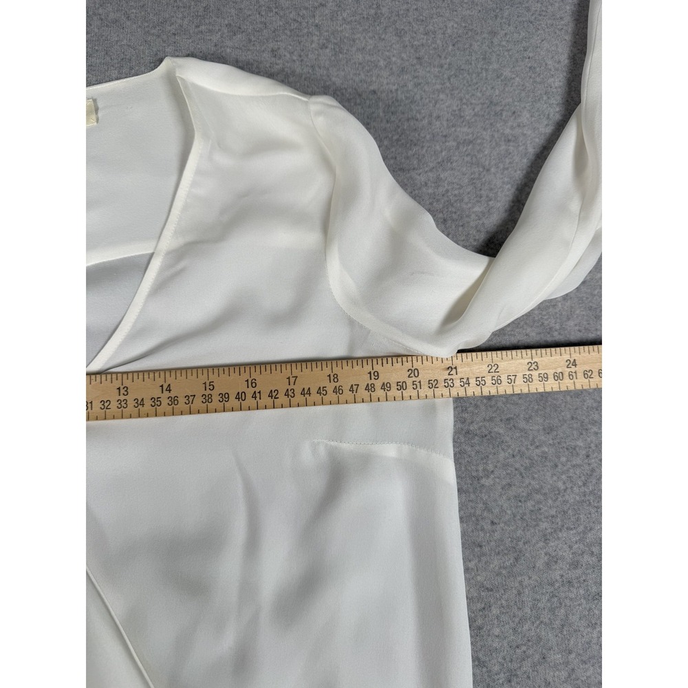 L'Agence Blouse Womens XS/TP White Silk Wrap Front Long Sleeve Lightweight Top - Picture 5 of 9